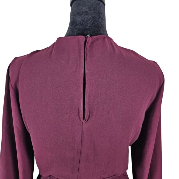 Lush Womens Burgundy Long Sleeve Wrap Dress Size Small Party Casual Lined - Picture 5 of 11